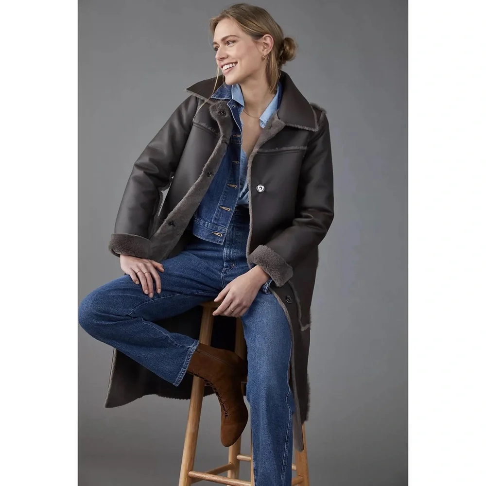 Anthropologie Kerry Reversible Faux Fur Coat NWT - L and XL - Picture 3 of 15